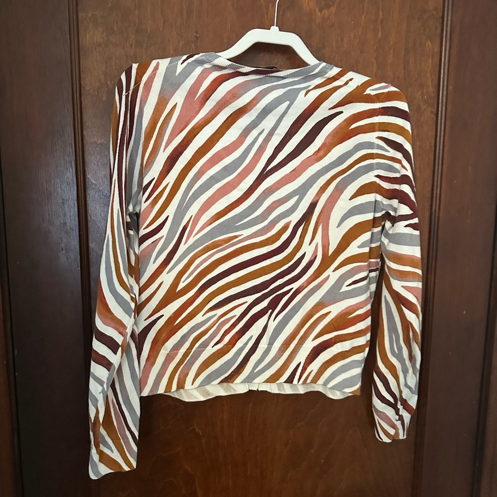 Ann Taylor Rainbow Zebra Print Cardigan Size L - Picture 3 of 5